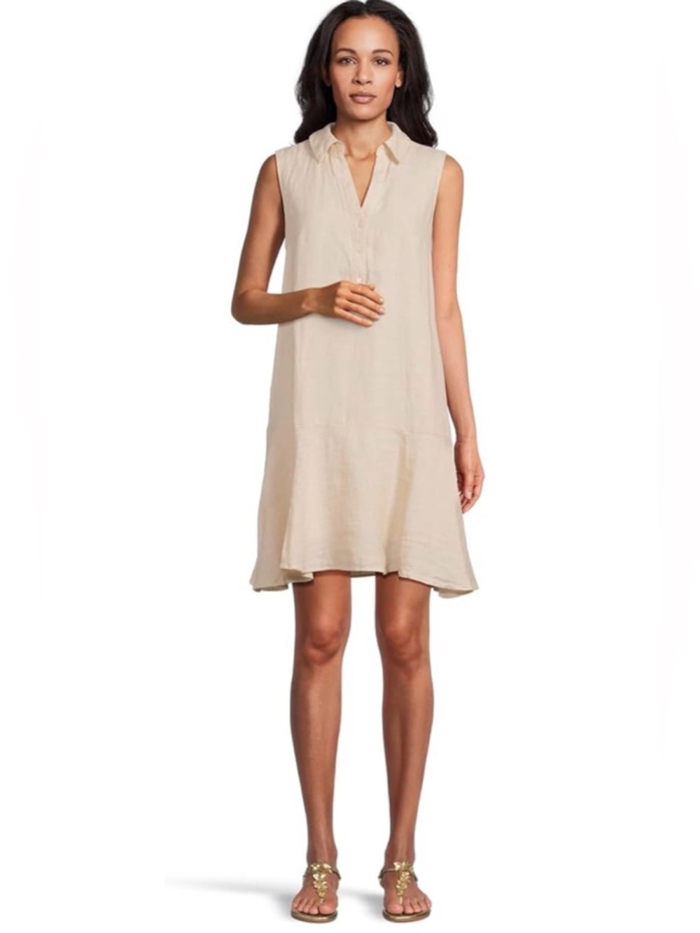 Lilly Pulitzer Ellowyn lagoon linen size medium Sleeveless Shift Dress Beige